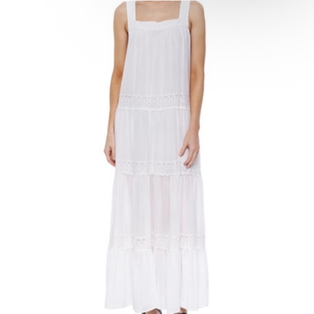 bcbgmaxazria White Boho Bohemian Fairy Tiered White Sundress Maxi Dress Size Xs